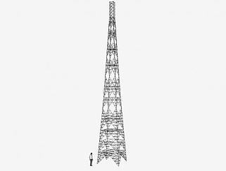 250英尺高的电信塔SU模型下载_sketchup草图大师SKP模型