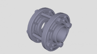 蝶阀组件固定法兰上SU模型下载_sketchup草图大师SKP模型