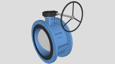 双法兰蝶阀SU模型下载_sketchup草图大师SKP模型