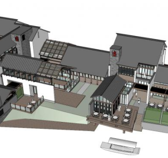 中式风格户外建筑SU模型下载_sketchup草图大师SKP模型