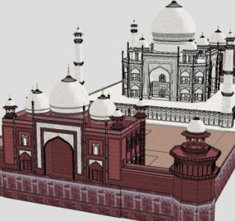 风景名胜简欧古建筑SU模型下载_sketchup草图大师SKP模型