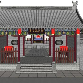 中式古建筑户外建筑SU模型下载_sketchup草图大师SKP模型