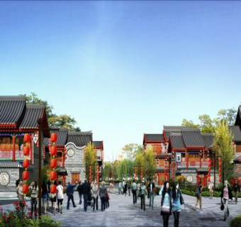 燕都古镇中式户外建筑SU模型下载_sketchup草图大师SKP模型