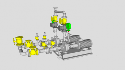 水泵管道阀门SU模型下载_sketchup草图大师SKP模型