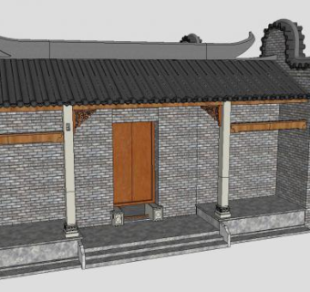 中式风格岭南古建筑SU模型下载_sketchup草图大师SKP模型