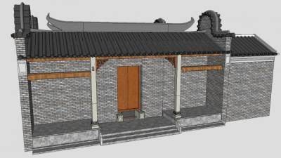 中式风格岭南古建筑SU模型下载_sketchup草图大师SKP模型