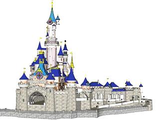 现代古建筑群体城堡SU模型下载_sketchup草图大师SKP模型