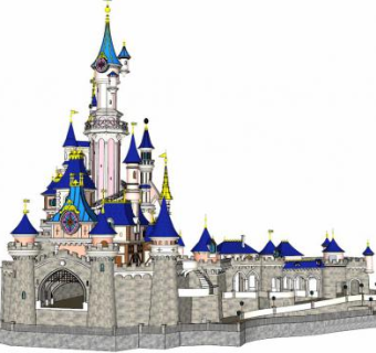 现代古建筑群体城堡SU模型下载_sketchup草图大师SKP模型