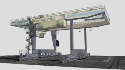 集装箱码头的龙门起重机SU模型下载_sketchup草图大师SKP模型