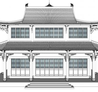 中式建筑古建筑殿堂SU模型下载_sketchup草图大师SKP模型