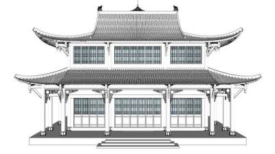 中式建筑古建筑殿堂SU模型下载_sketchup草图大师SKP模型