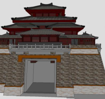 中式城堡古建筑SU模型下载_sketchup草图大师SKP模型