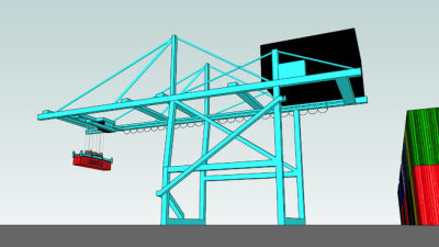 港口集装箱起重机SU模型下载_sketchup草图大师SKP模型