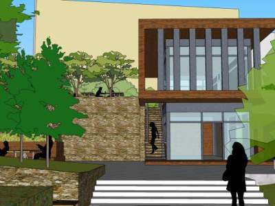 广场花园公园建筑SU模型下载_sketchup草图大师SKP模型