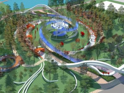 社区公园小游园构筑物廊架SU模型