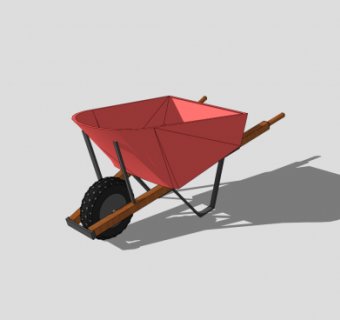 独轮手推车农具SU模型下载_sketchup草图大师SKP模型