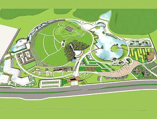 绿野公园现代农业建筑SU模型下载_sketchup草图大师SKP模型