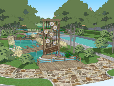 现代湿地公园景观SU模型