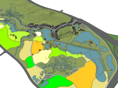 乡村新农村旅游湿地公园SU模型下载_sketchup草图大师SKP模型