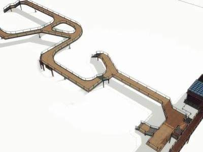 现代创意湿地公园木栈道SU模型