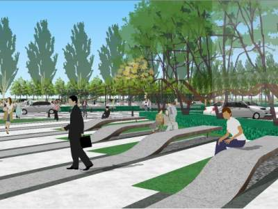 现代景观公园街边广场SU模型