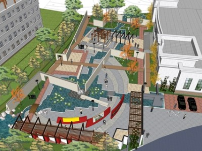 翠枫公园景观建筑SU模型下载_sketchup草图大师SKP模型