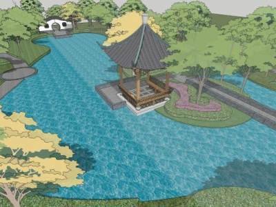 园林景观绿化公园SU模型下载_sketchup草图大师SKP模型