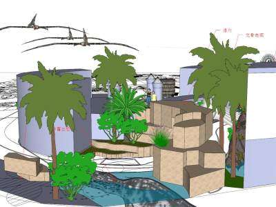 主题游乐园景观建筑SU模型下载_sketchup草图大师SKP模型