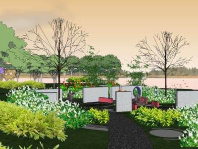 现代风格公园景观SU模型