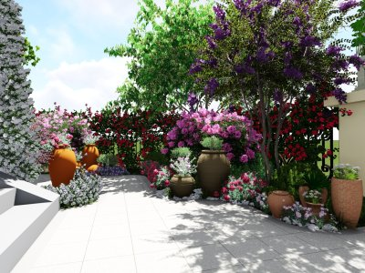 庭院景观陶罐植物SU模型