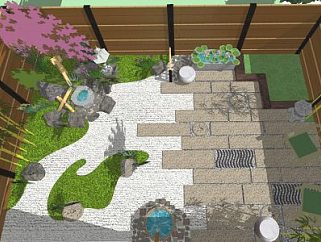 日式风格庭院景观SU模型