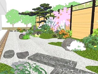 <em>日式风格</em>茶室庭院景观SU模型