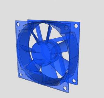 蓝色透明电脑风扇SU模型下载_sketchup草图大师SKP模型