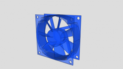 蓝色透明电脑风扇SU模型下载_sketchup草图大师SKP模型