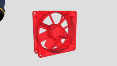 电脑主机红色散热风扇SU模型下载_sketchup草图大师SKP模型