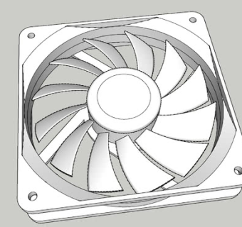 电脑散热风扇白模SU模型下载_sketchup草图大师SKP模型