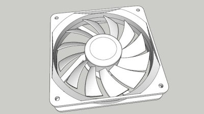 电脑散热风扇白模SU模型下载_sketchup草图大师SKP模型