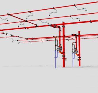 室内消防喷淋系统SU模型下载_sketchup草图大师SKP模型