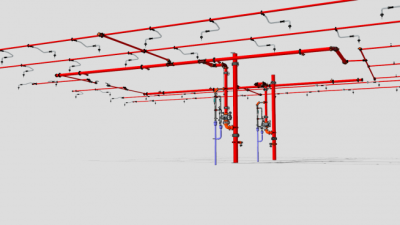 室内消防喷淋系统SU模型下载_sketchup草图大师SKP模型