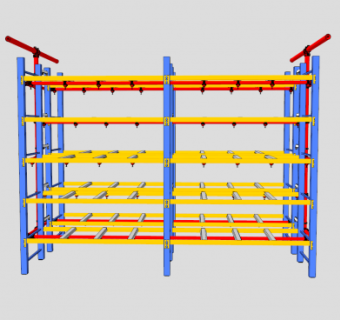 机架内储存消防喷淋系统SU模型下载_sketchup草图大师SKP模型