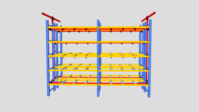 机架内储存消防喷淋系统SU模型下载_sketchup草图大师SKP模型