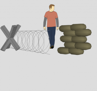 沙袋和铁丝网SU模型下载_sketchup草图大师SKP模型