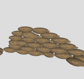 堆积的麻袋沙袋SU模型下载_sketchup草图大师SKP模型