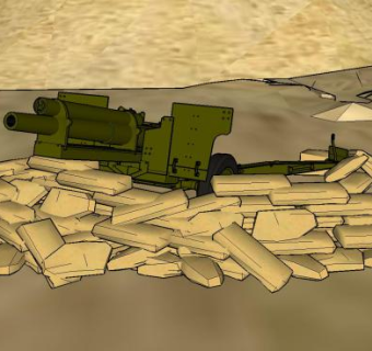 掩饰沙包堆SU模型下载_sketchup草图大师SKP模型