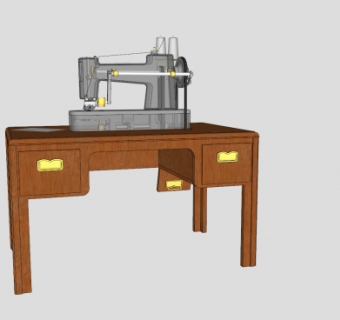 木桌上的缝纫机SU模型下载_sketchup草图大师SKP模型