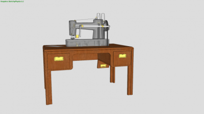 木桌上的缝纫机SU模型下载_sketchup草图大师SKP模型