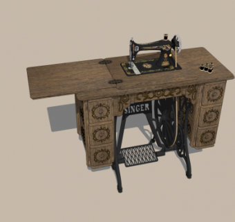 欧式复古缝纫机SU模型下载_sketchup草图大师SKP模型