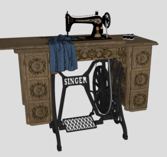 老式复古缝纫机SU模型下载_sketchup草图大师SKP模型