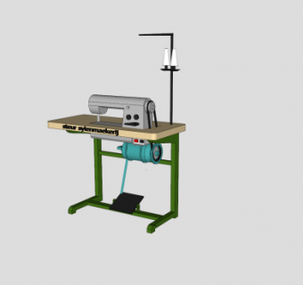 台式脚踏缝纫机SU模型下载_sketchup草图大师SKP模型