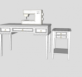 台式桌柜缝纫机SU模型下载_sketchup草图大师SKP模型